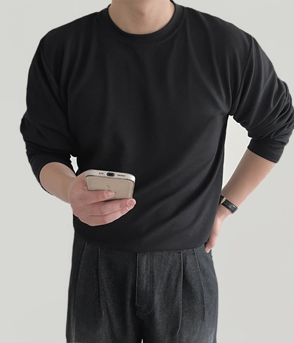 엠보 링클 프리  오버핏 긴팔 티셔츠(7컬러)테이크잇